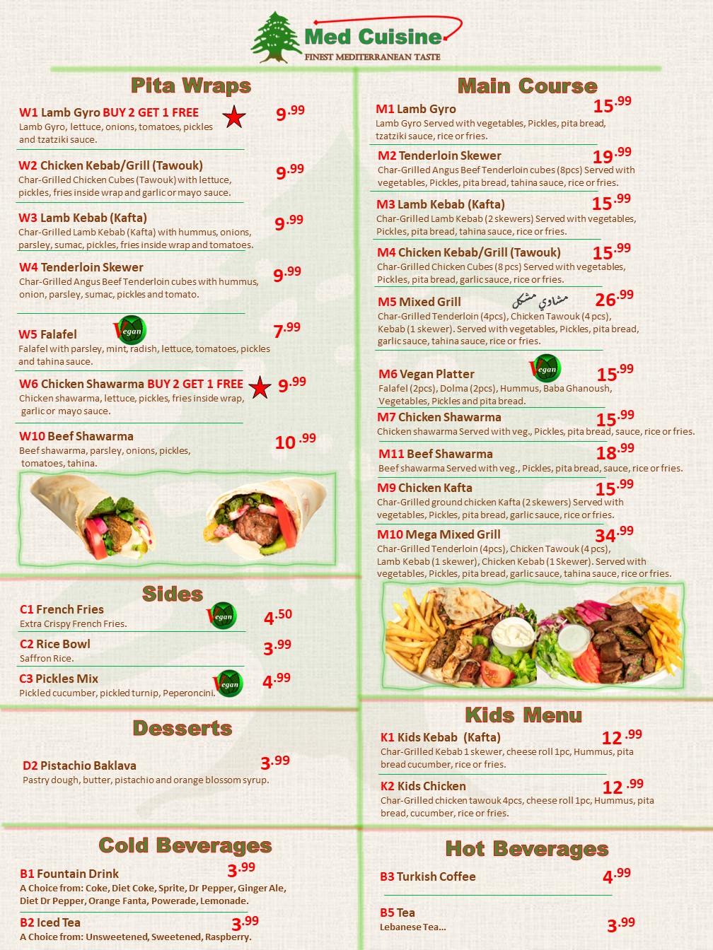 Prince Rd. Branch Menu 